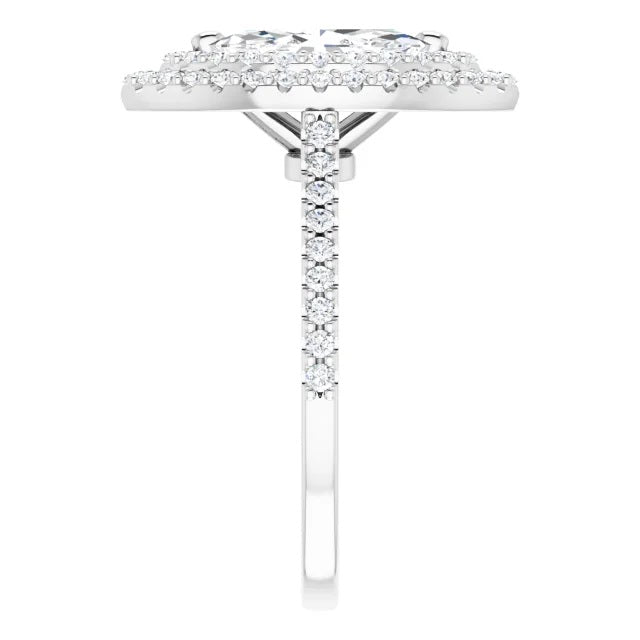 Graziella 14KT White Gold 1.66CTW Marquise Double Halo Diamond Engagement Ring.