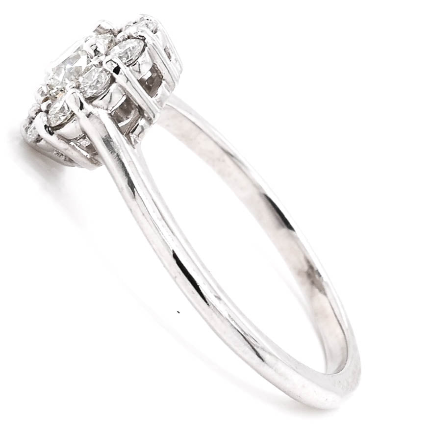 Graziella Platinum 0.83CTW Round Brilliant Diamond Halo Engagement Ring - Size 6.5
