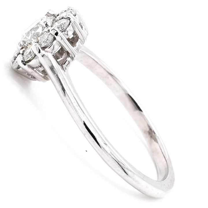 Graziella Platinum 0.83CTW Round Brilliant Diamond Halo Engagement Ring - Size 6.5