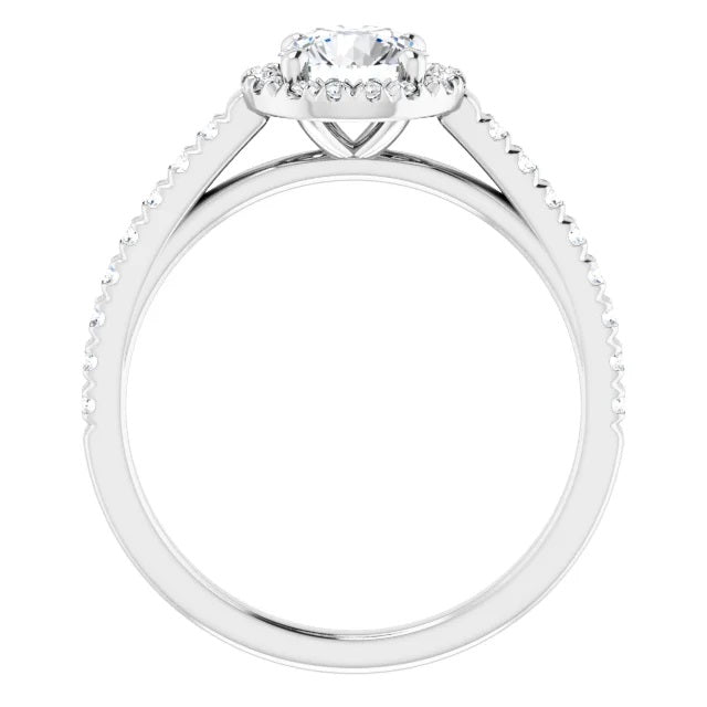Graziella 14KT White Gold 1.00CTW Round Brilliant Halo Engagement Ring