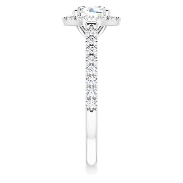 Graziella 14KT White Gold 1.00CTW Round Brilliant Halo Engagement Ring