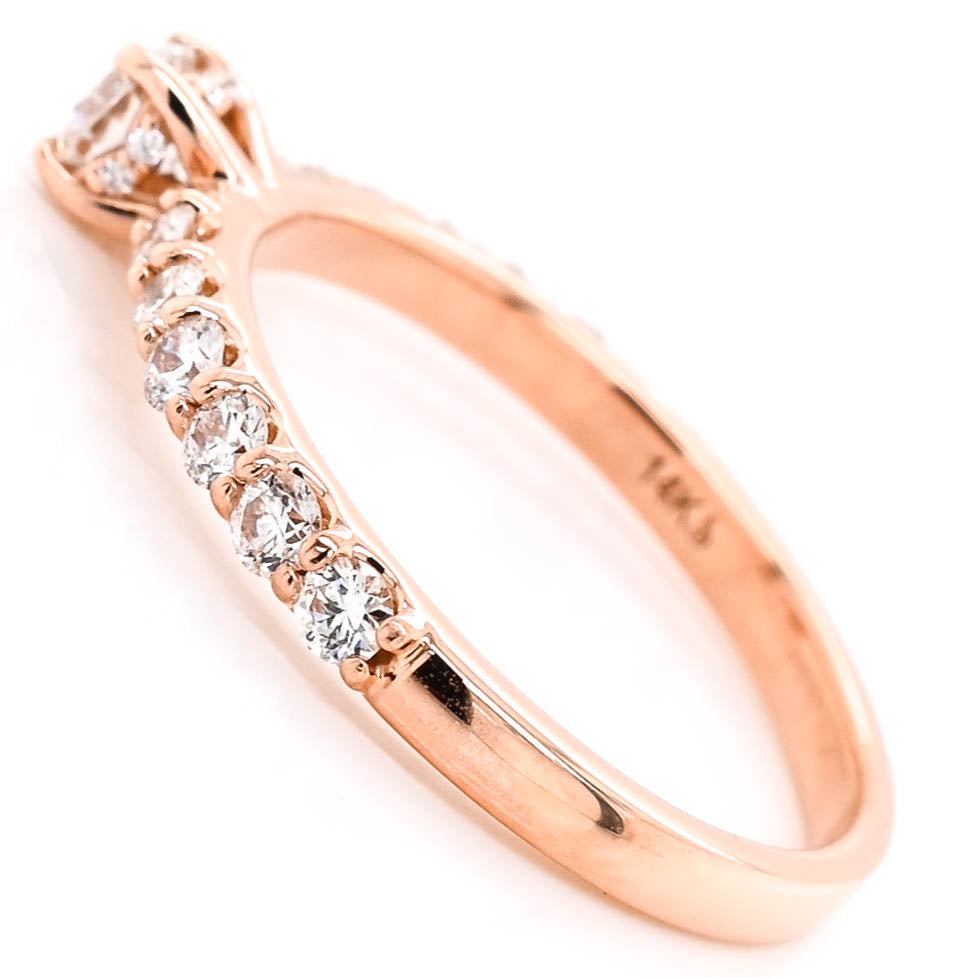 Graziella 14KT Rose Gold 0.75CTW Round Brilliant Diamond Accent Engagement Ring - Size 6.75