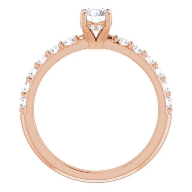 Graziella 14KT Rose Gold 0.75CTW Round Brilliant Diamond Accent Engagement Ring - Size 6.75