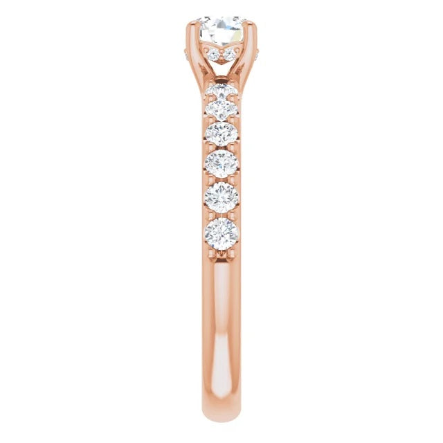 Graziella 14KT Rose Gold 0.75CTW Round Brilliant Diamond Accent Engagement Ring - Size 6.75
