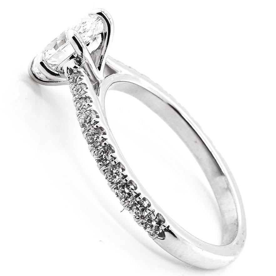Graziella 14KT White Gold 1.31CTW Oval Shape Diamond Acented  Engagement Ring.