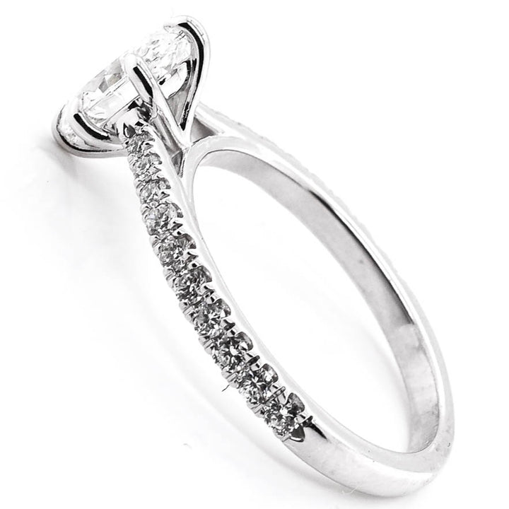 Graziella 14KT White Gold 1.31CTW Oval Shape Diamond Acented  Engagement Ring.