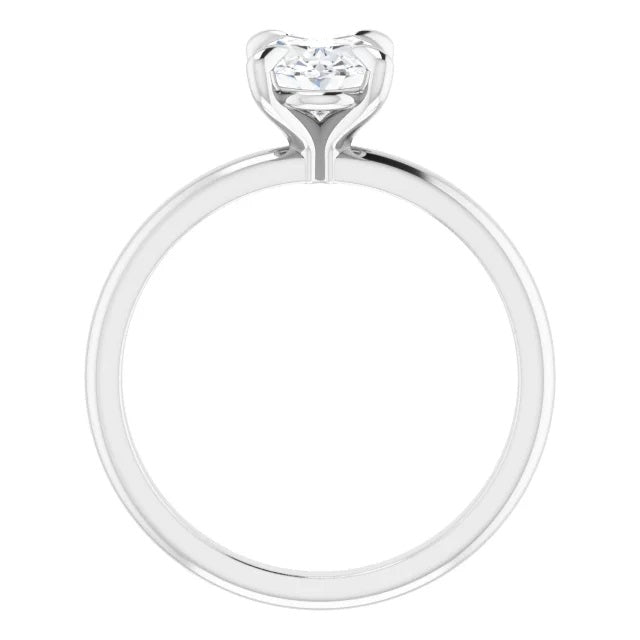 Graziella Platinum White 1.00CT Oval Shape Diamond Solitaire Engagement Ring.