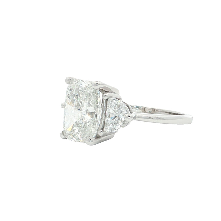14KT White Gold 3.60CTW Cushion Shape Lab Created 3 Stone Diamond Engagement  Ring.