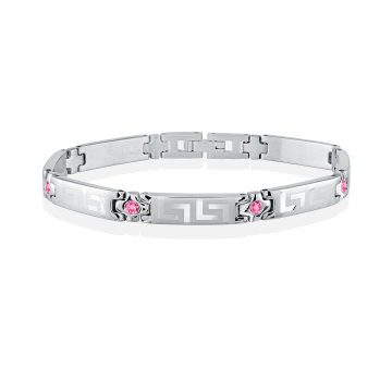 Italgem Steel Greek Key Gem Bracelet