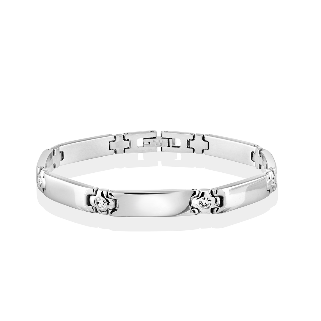 Italgem Steel Greek Key Gem Bracelet