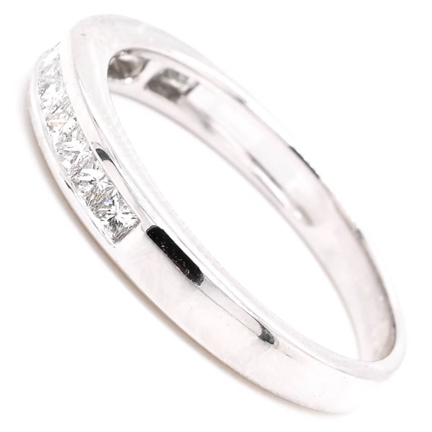 Graziella 14KT White Gold 0.40CTW Princess Cut Diamond Chanel Set Diamond Wedding Band - Size 6.5