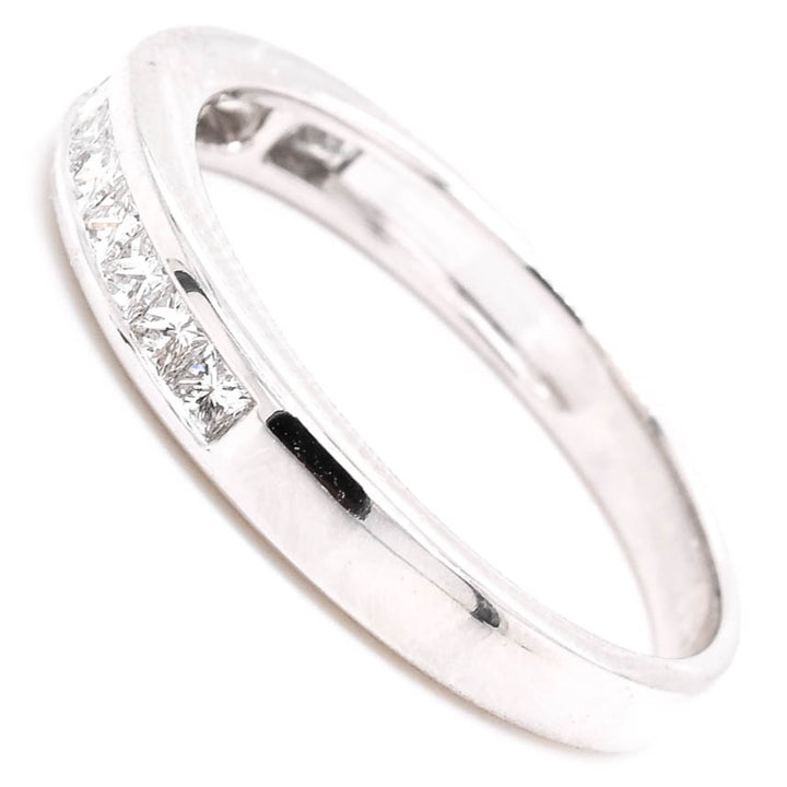 Graziella 14KT White Gold 0.40CTW Princess Cut Diamond Chanel Set Diamond Wedding Band - Size 6.5
