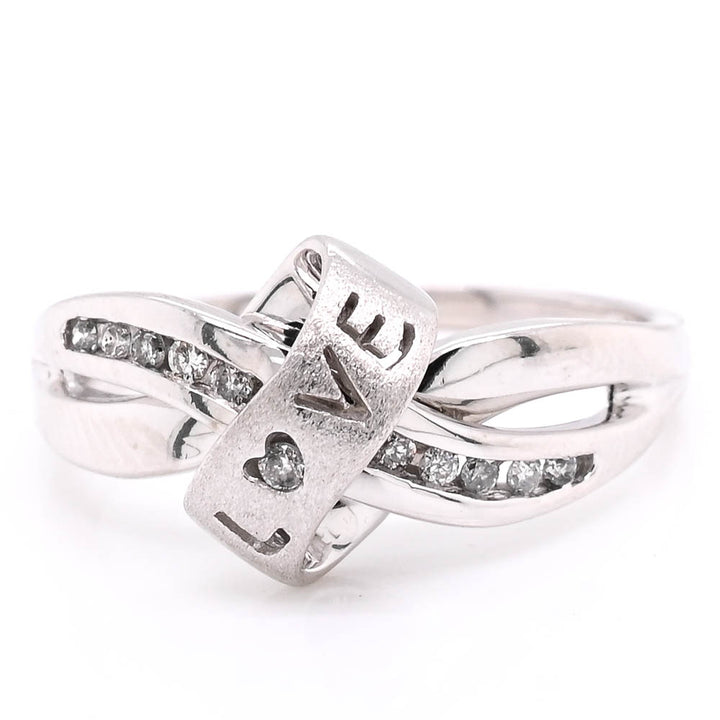 10KT White Gold Diamond Diamond Love Ring.