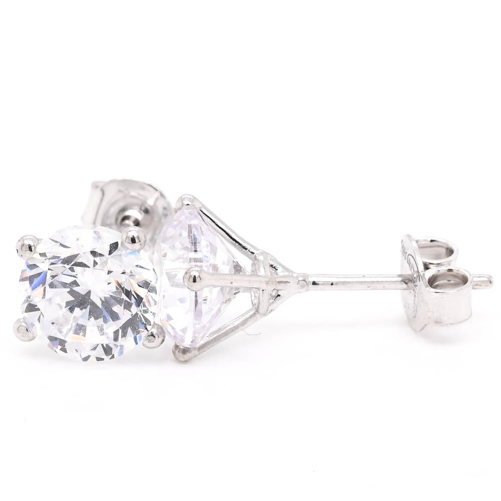 10KT White Gold 7mm Round Shape C.Z Stud Earrings.