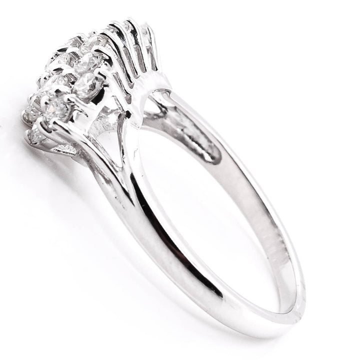 Graziella 14KT White Gold 0.91CTW SI G-H Colour Diamond Celebration Ring - Size 6.5