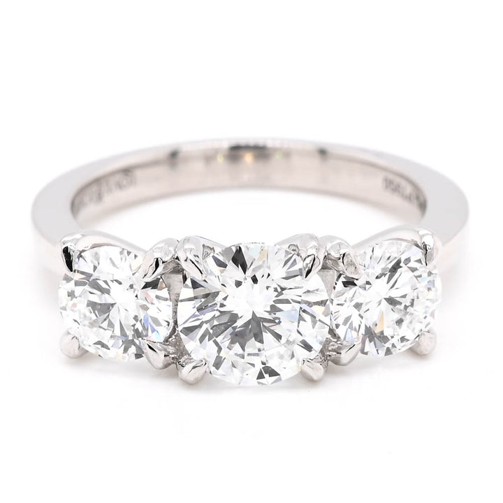 Platinum 2.00CTW Round Brilliant Lab Created 3 Stone Diamond Engagement Ring.