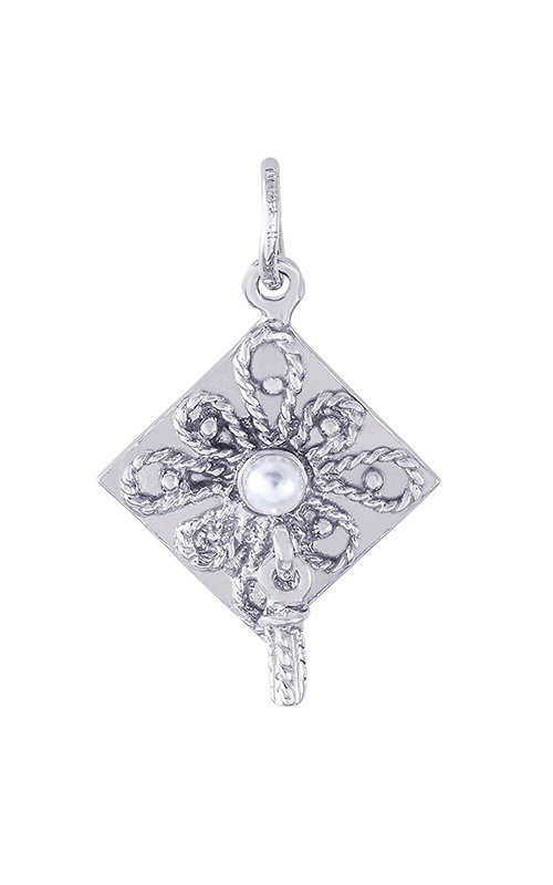 Rembrandt Sterling Silver Graduation Cap with Pearl Charm.