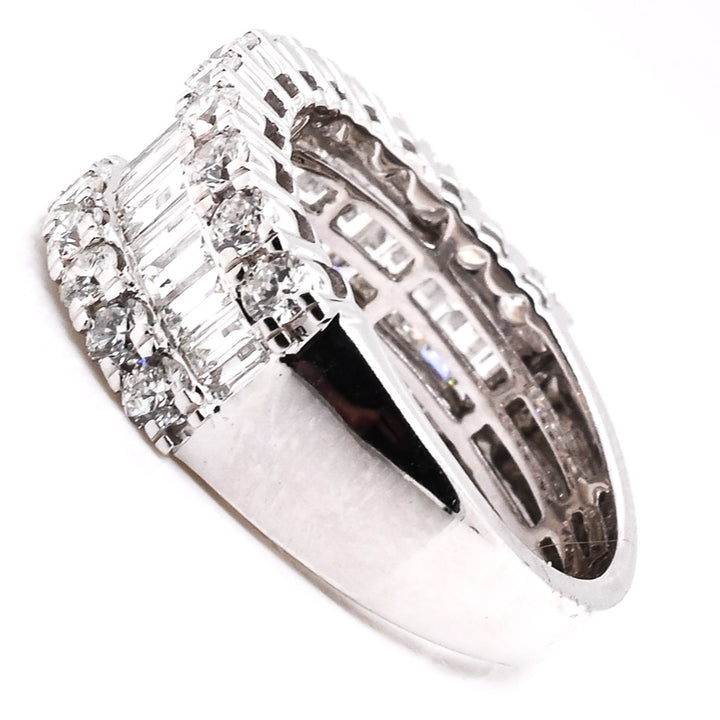 Graziella 14KT White Gold 2.52CTW Baguettes &amp; Round Diamond Band - Size 6.5