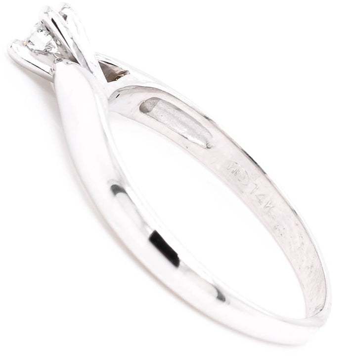 Graziella 14KT White Gold 0.20CT Round Diamond Solitaire Promise Ring - Size 6.25