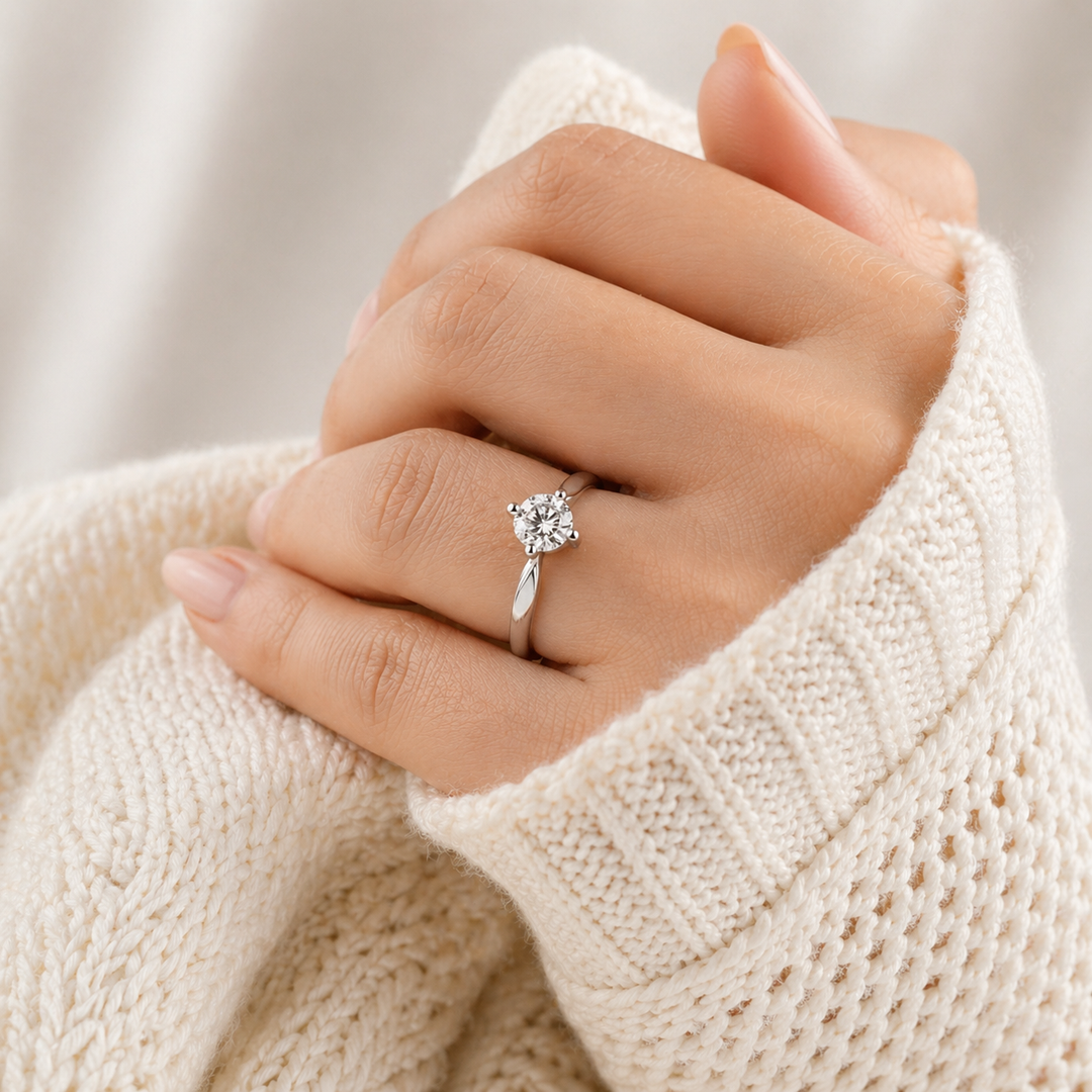 Graziella 14KT White Gold 0.20CT Round Diamond Solitaire Promise Ring - Size 6.25
