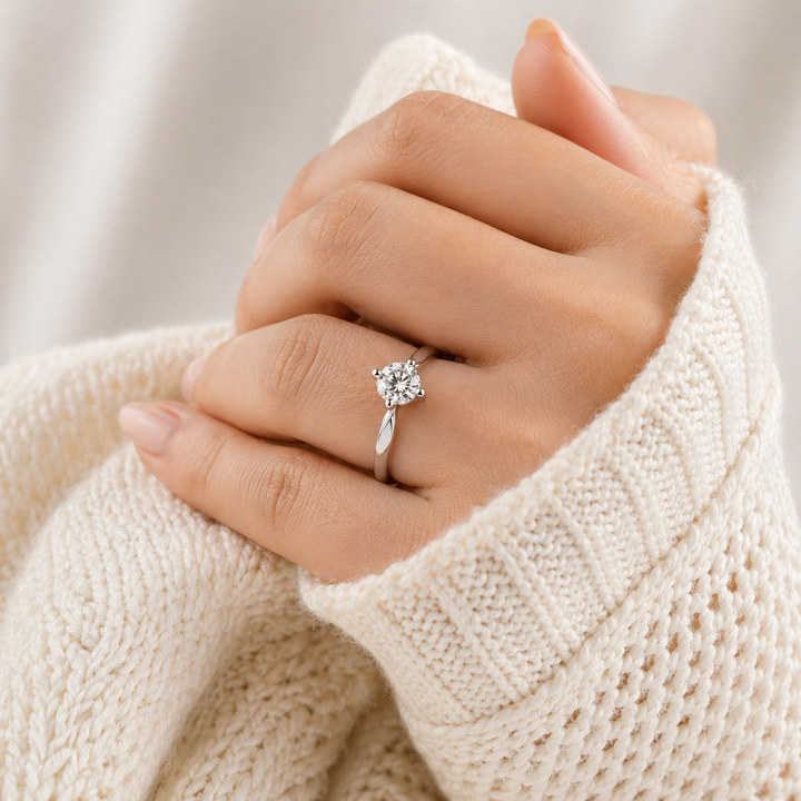 Graziella 14KT White Gold 0.20CT Round Diamond Solitaire Promise Ring - Size 6.25