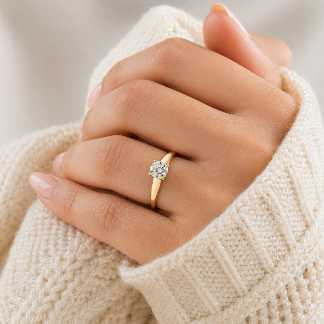 Graziella 14KT Yellow Gold 0.20CT Round Diamond Solitaire Promise Ring - Size 6.25
