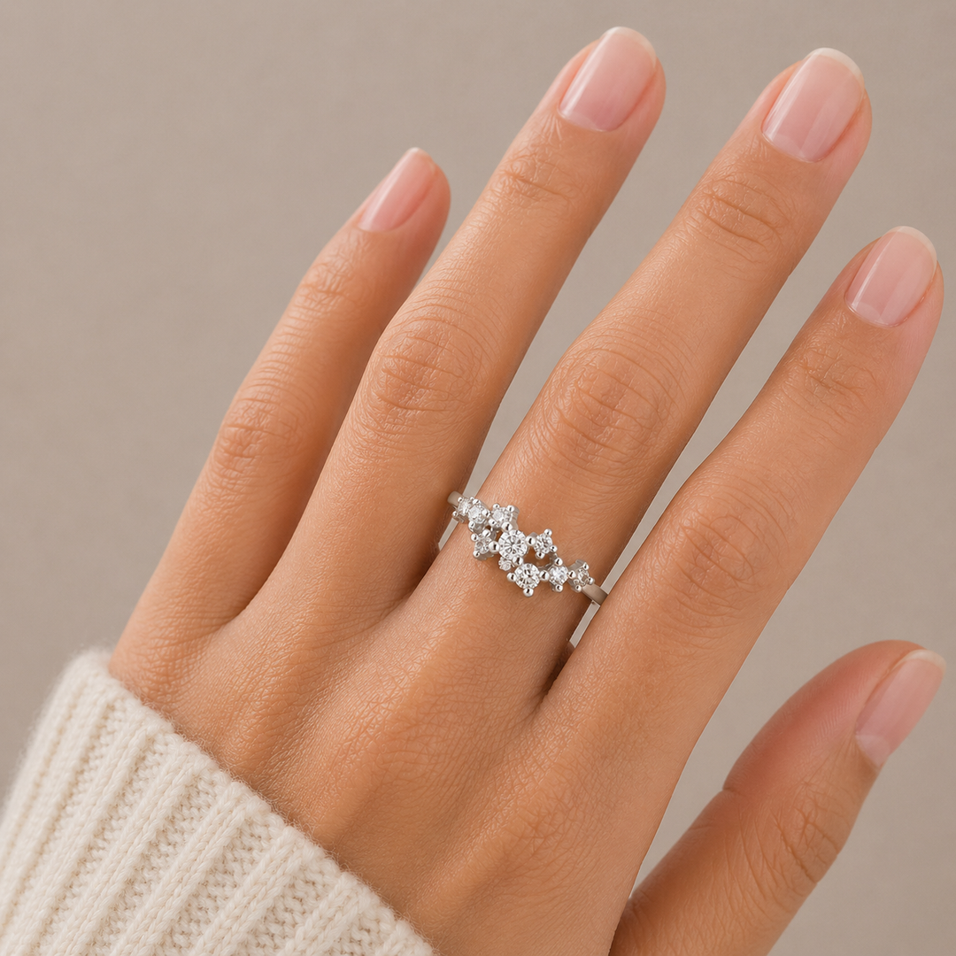 Graziella 14KT White Gold 0.18CTW Diamond Ring - Size 6.25