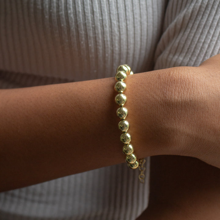 Sterling Silver Gold Vermeil 7.5"&nbsp; 8mm bead bracelet.