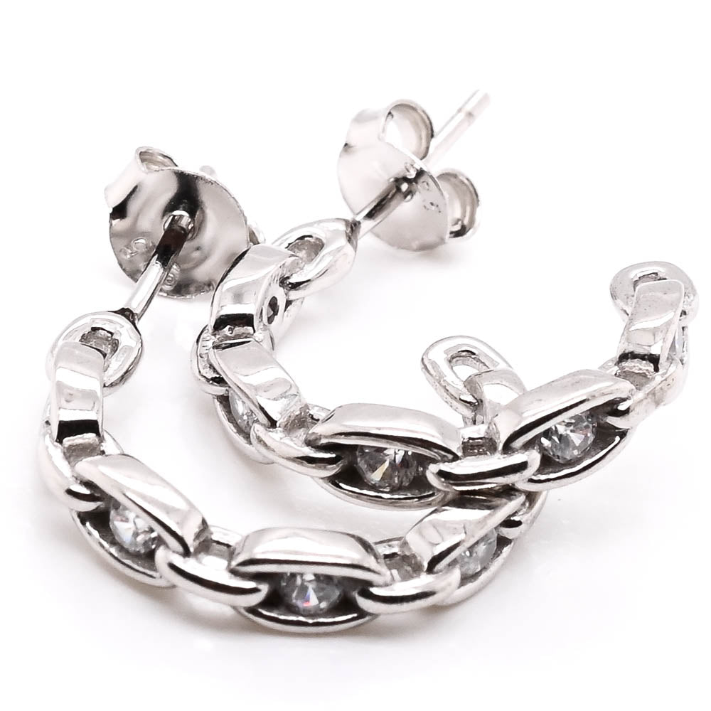 Sterling Silver C.z 16mm Huggie Earrings.
