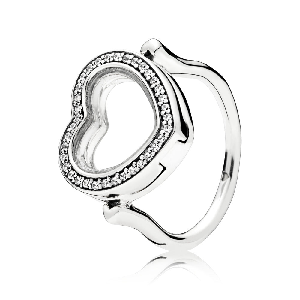 Sparkling PANDORA Floating Heart Locket, Sapphire Crystal Glass & Clea