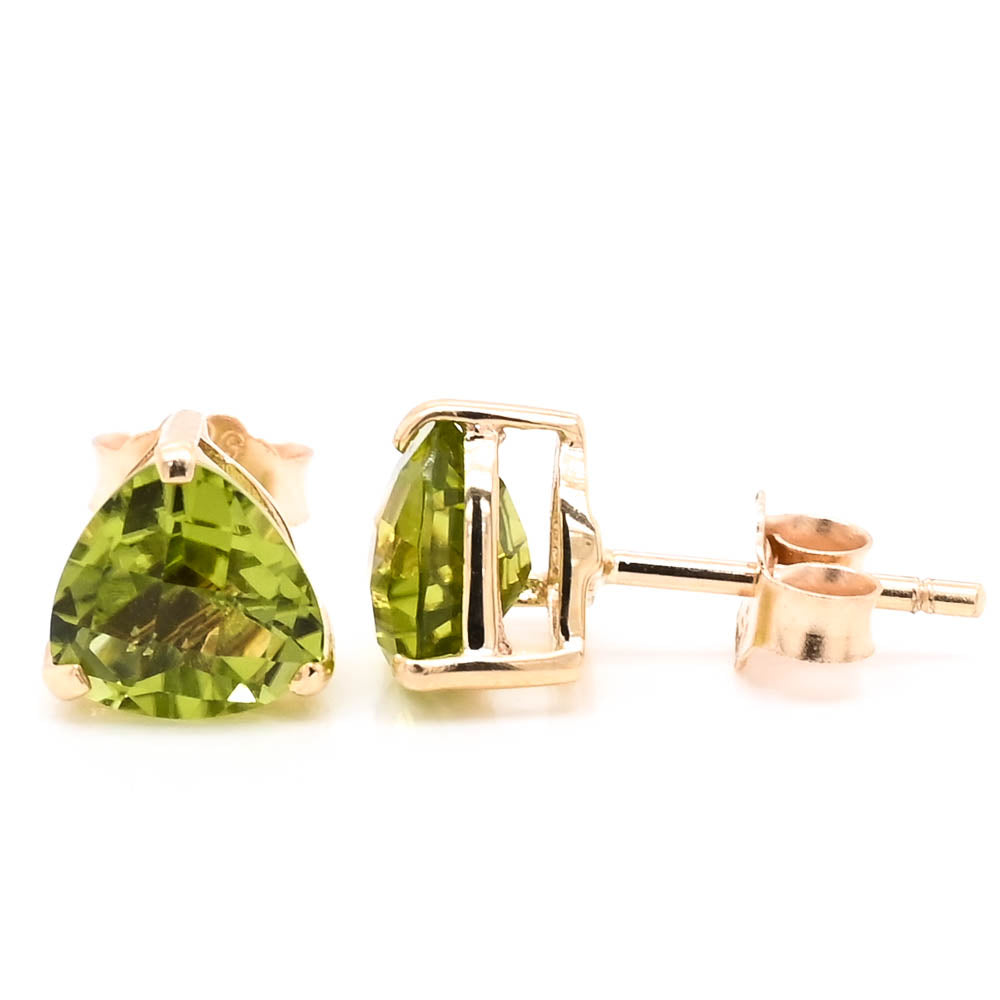 14KT Yellow Gold Trillion shape Peridot Stud Earrings