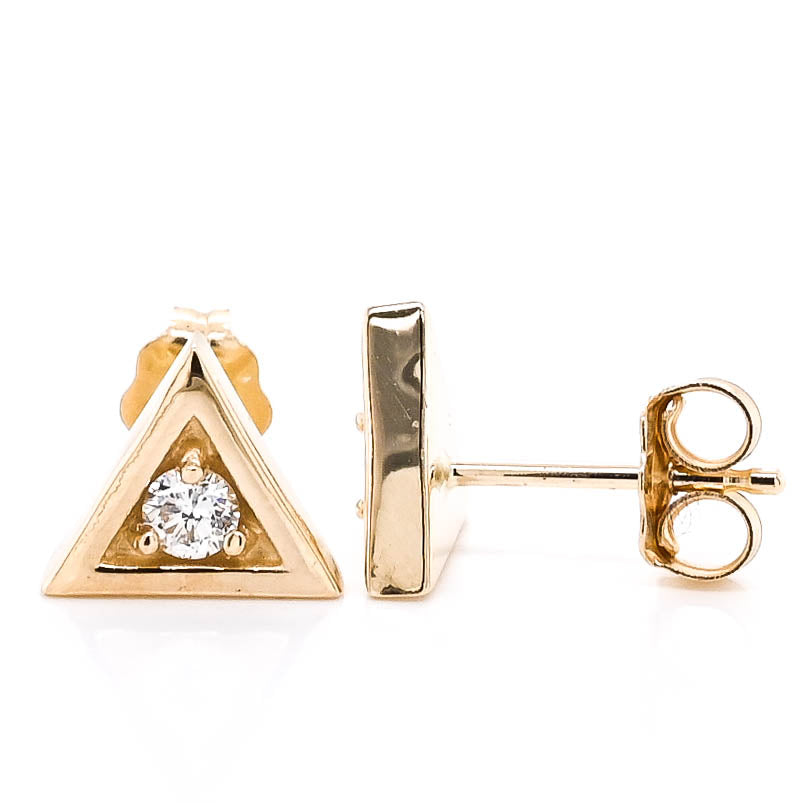 Graziella Originals 14KT Yellow Gold 0.04 CTW Stud Style Post Back Backing Diamond Earrings