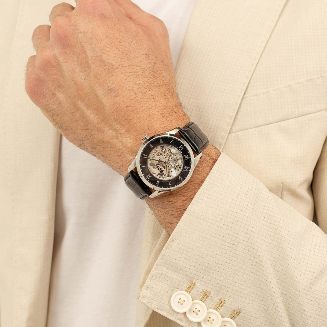 Hugo Boss Principle Skeleton 41mm Automatic Watch 1514234