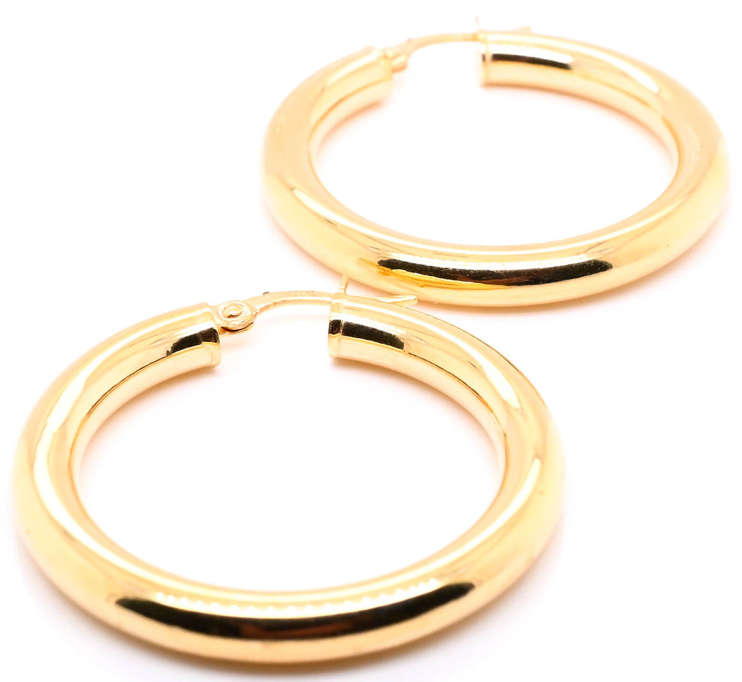 10KT Yellow Gold 34mm Medium Hoop Earrings.