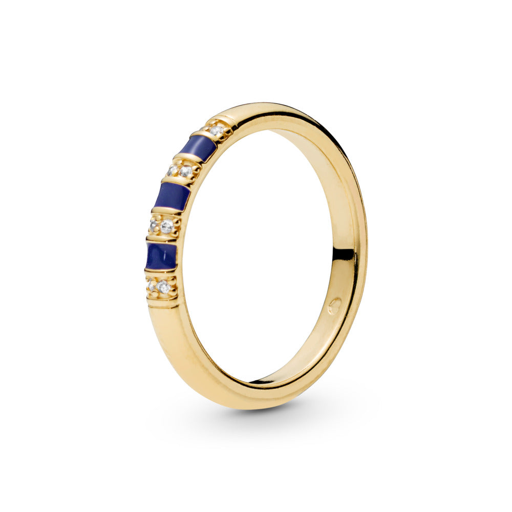 Exotic Stones &amp; Stripes, Blue Enamel &amp; Clear CZ