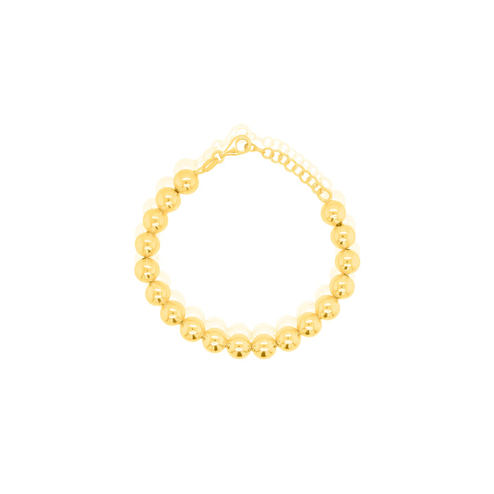 Sterling Silver Gold Vermeil 7.5"&nbsp; 8mm bead bracelet.