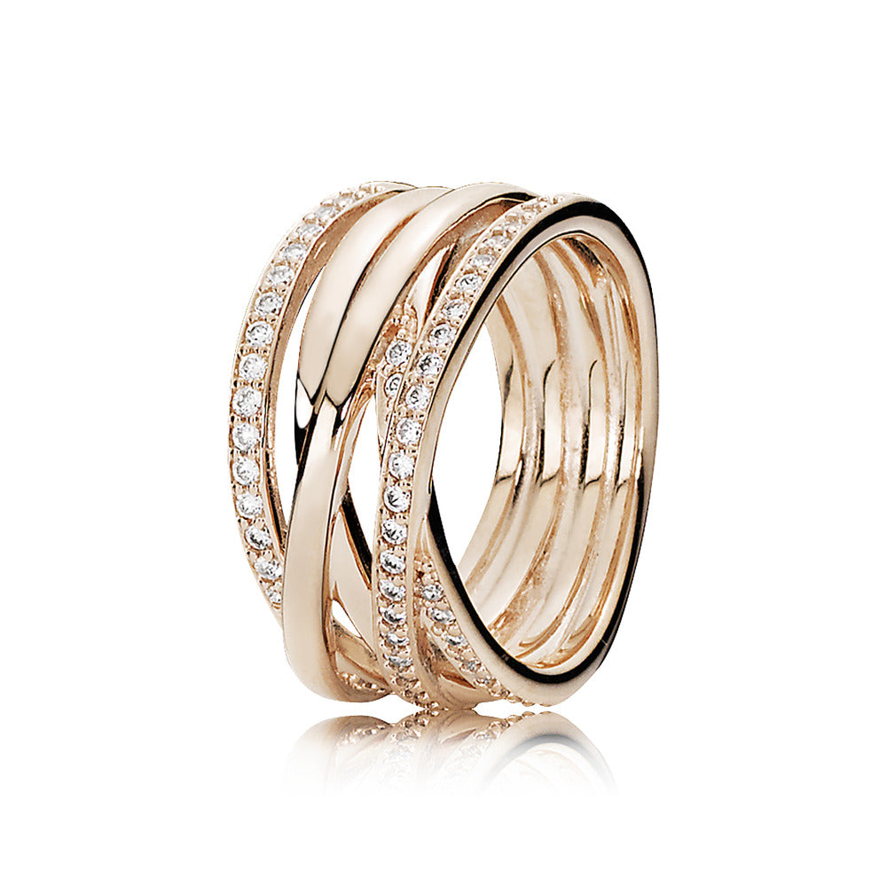 Sparkling &amp; Polished Lines Ring