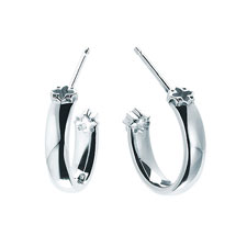 Birks Muse Sterling Silver 15MM Polished Hoop Earrings.