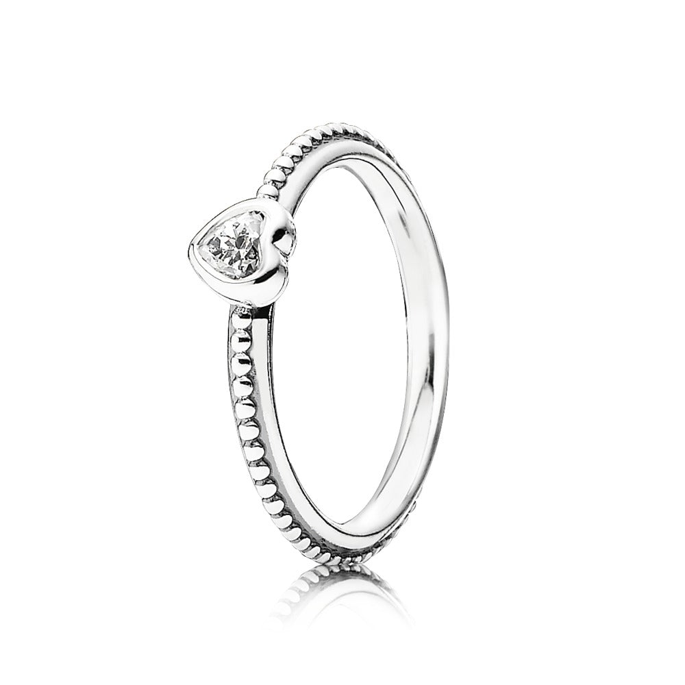 Clear Heart Beaded Ring