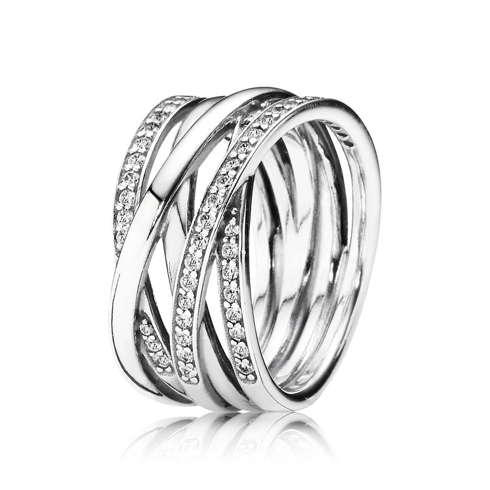 Sparkling &amp; Polished Lines Ring