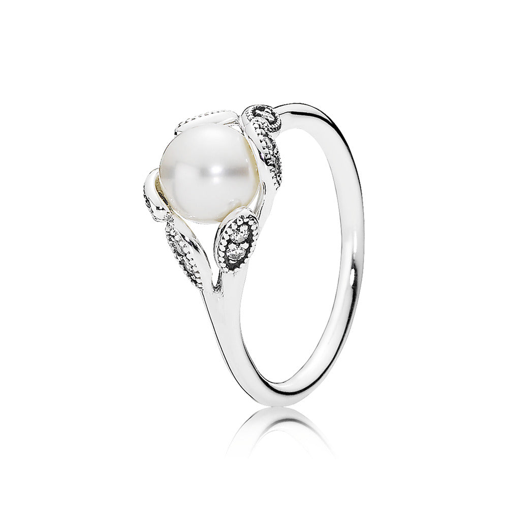 Luminous Leaves, White Pearl &amp; Clear CZ