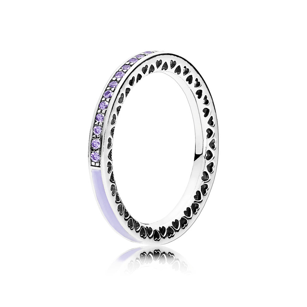 Radiant Hearts of PANDORA, Lavender Enamel &amp; Clear CZ
