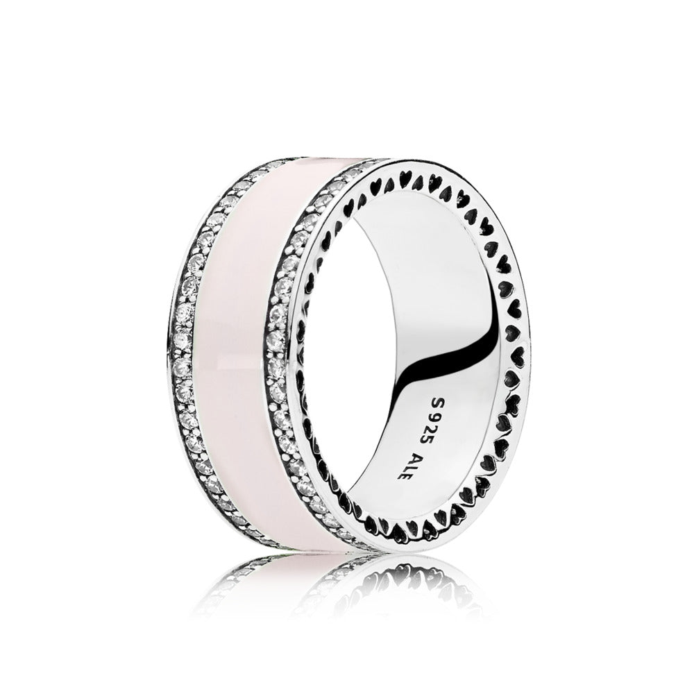 Hearts of PANDORA, Soft Pink Enamel &amp; Clear CZ