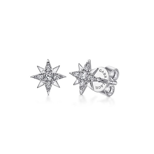 Gabriel & Co 14KT White Gold 0.11CTW  Diamond Star Stud Earrings