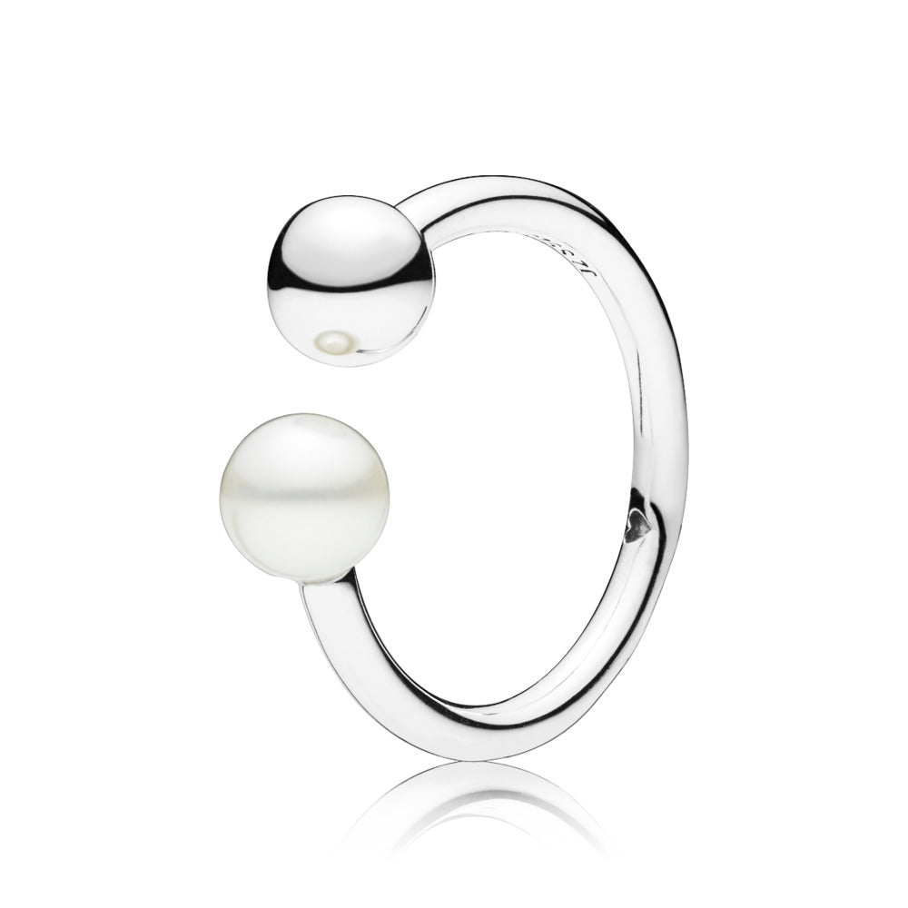 Bead &amp; Freshwater Cultured Pearl Open Ring