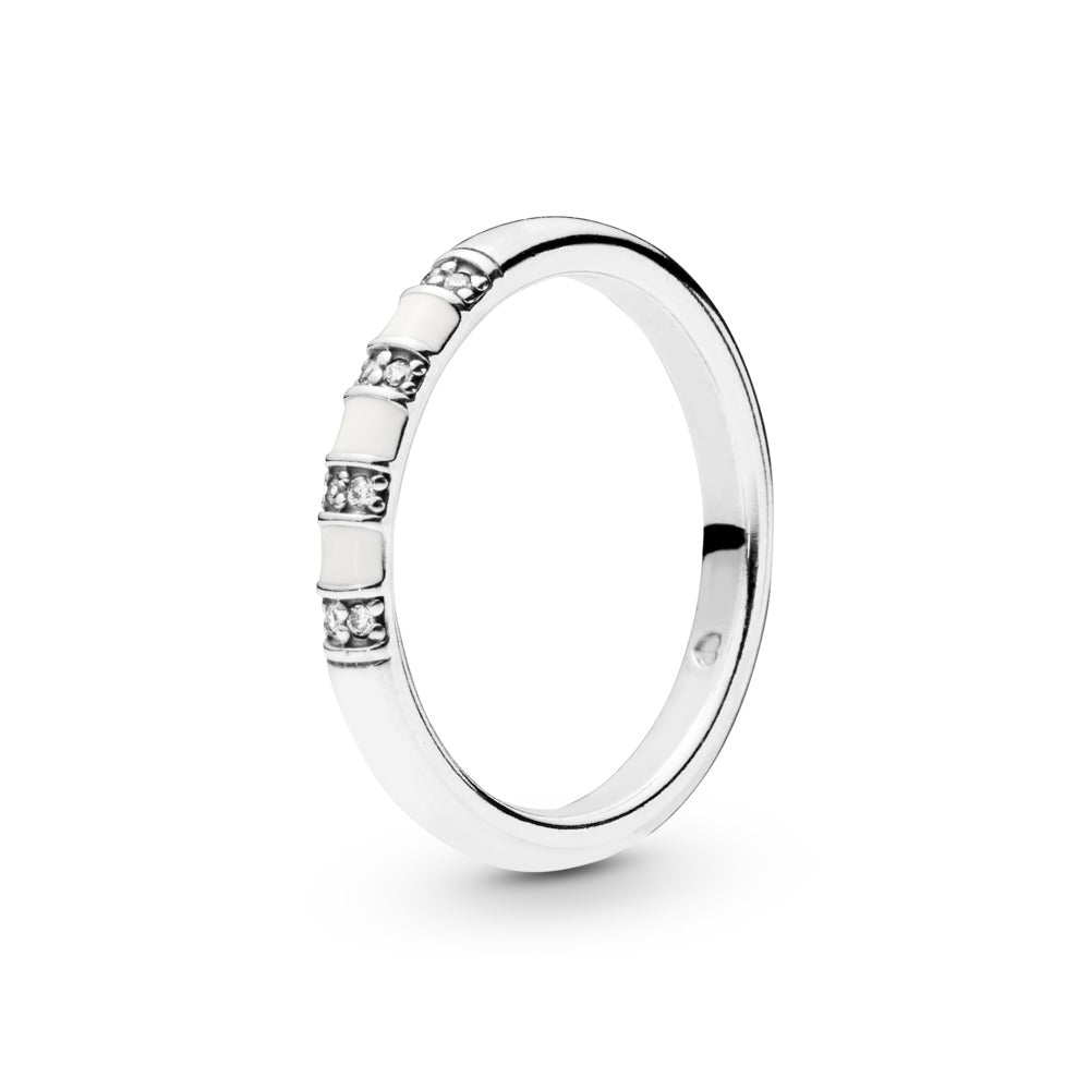 Exotic Stones &amp; Stripes, White Enamel &amp; Clear CZ