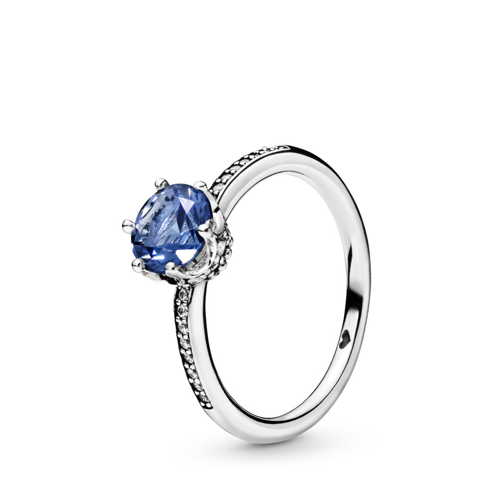Blue Sparkling Crown Ring