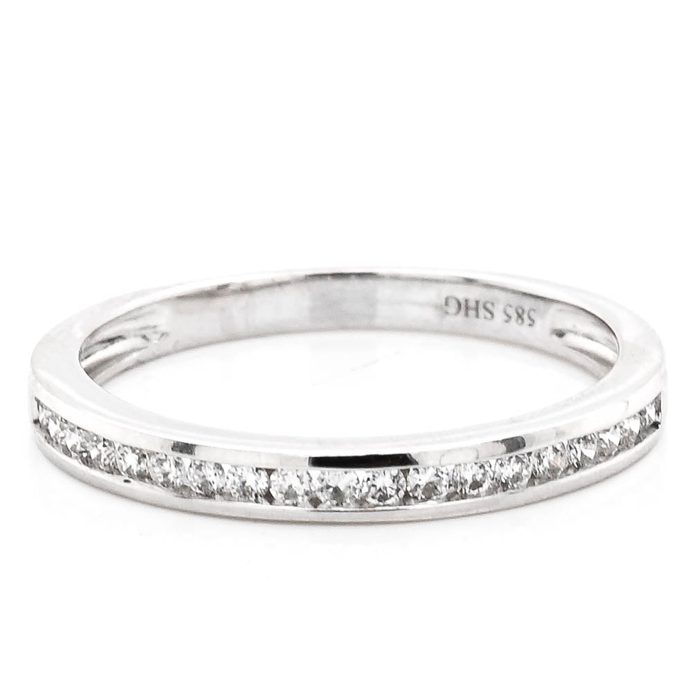 14KT White Gold 0.19CTW Diamond Channel Set Wedding Band.