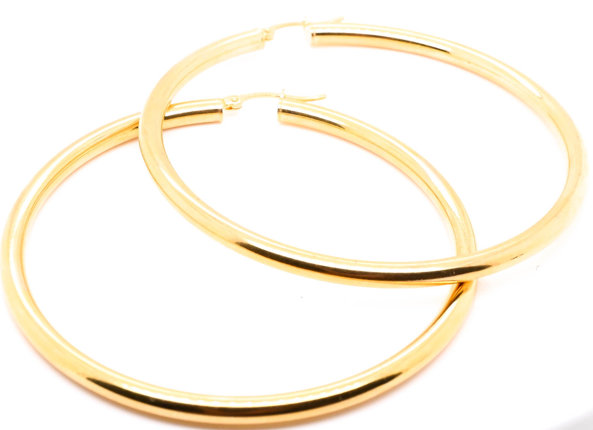 14KT Yellow Gold 55mm Large Hoop Earrings. Graziella Fine Jewellery