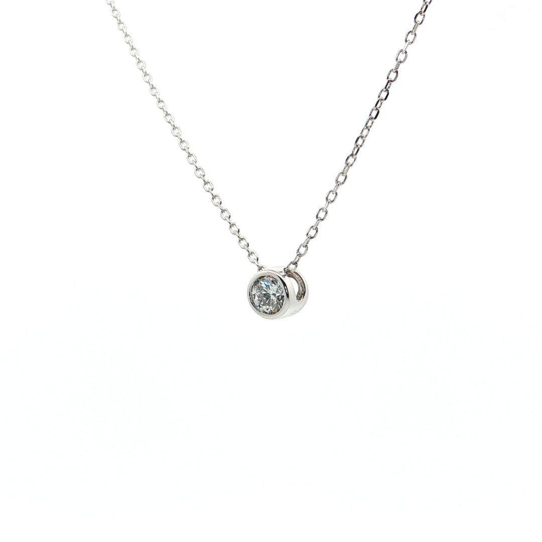 Sterling Silver 18" 0.37CT Round Brilliant LAB Created Diamond Bezel Set Necklace.